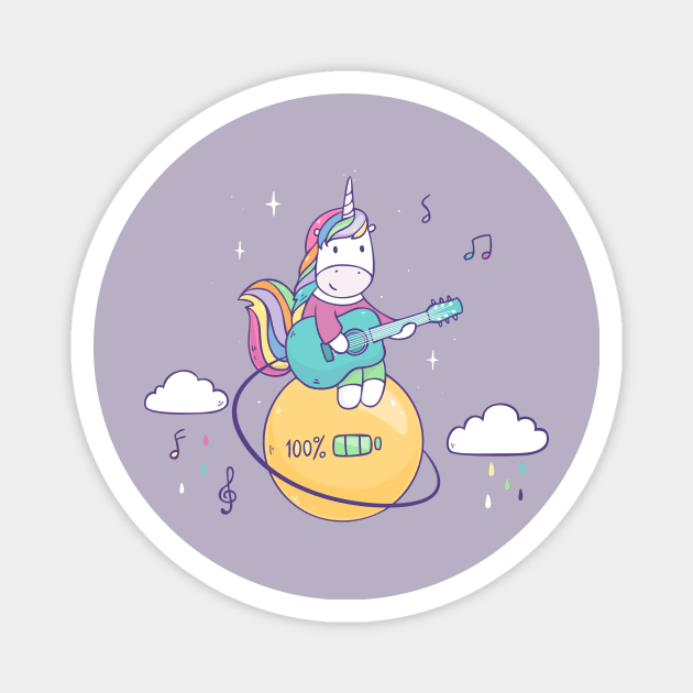 Unicorn guitar player Magnet by Olya Yatsenko